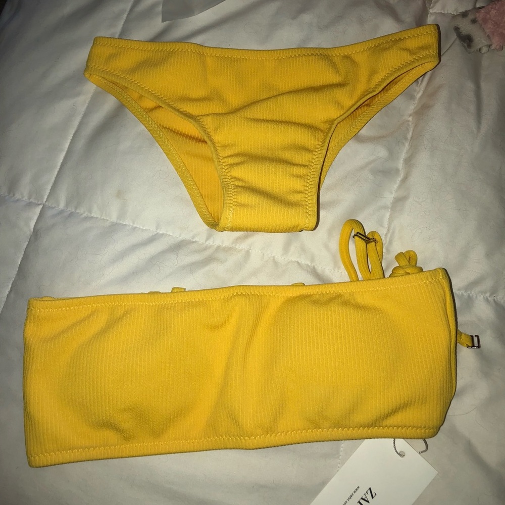 Yellow Bandeau Swim Suit